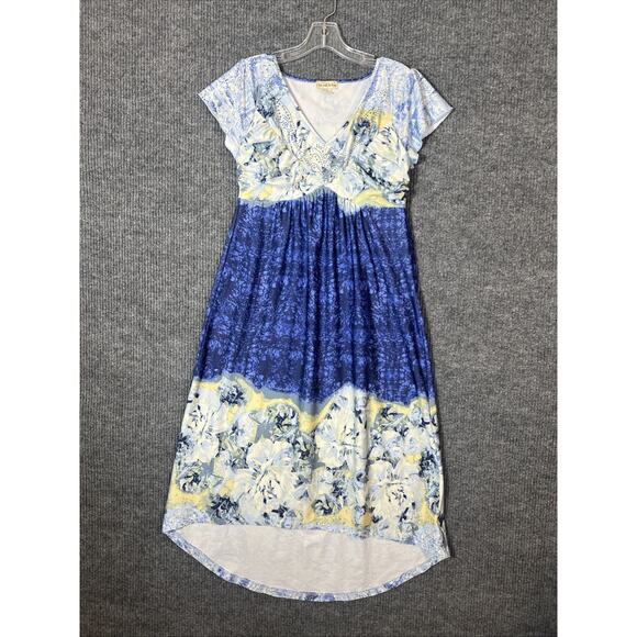 Live And Let Live Womens Midi Dress Size Small Sequins Boho Multi Color Artsy - Picture 1 of 8